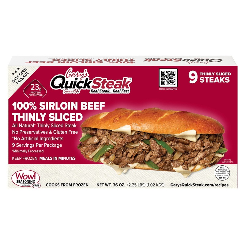 Gary’s Sirloin Beef Thinly Sliced QuickSteak, Frozen, 9 ct.