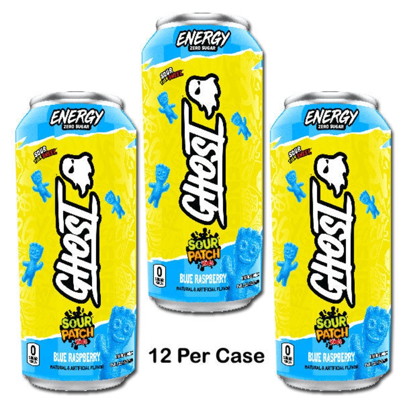 Ghost Energy Drink Sour Patch Kids Blue Raspberry – 16oz / 12ct