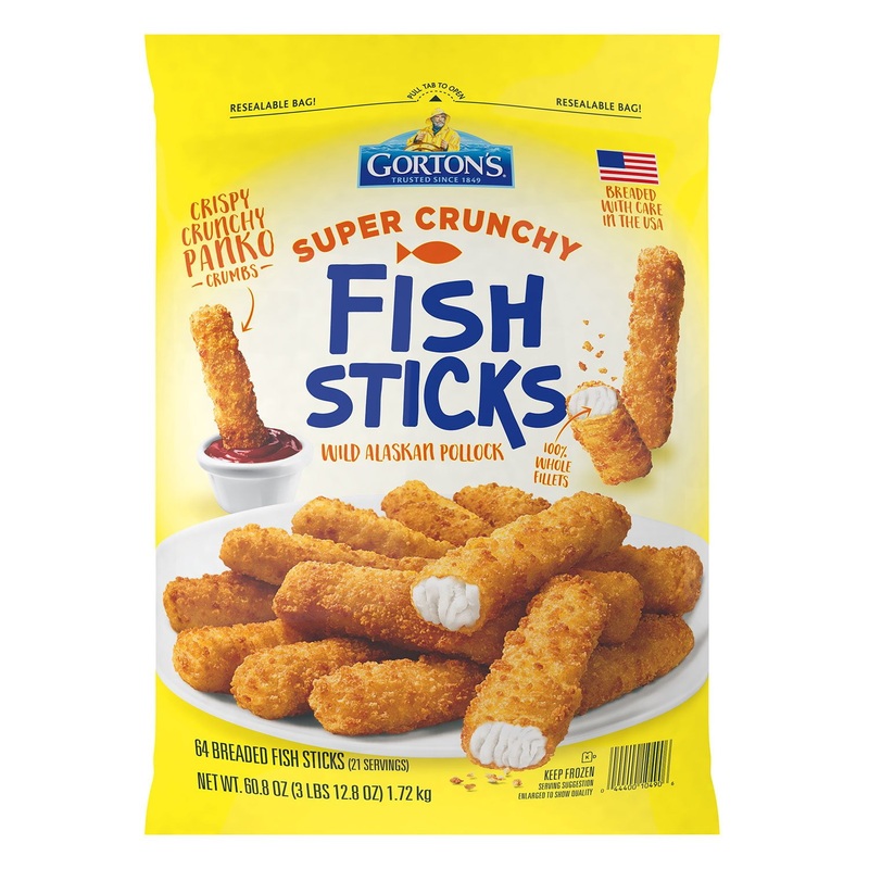 Gortons Super Crunchy Fish Sticks, Frozen, 64 ct.