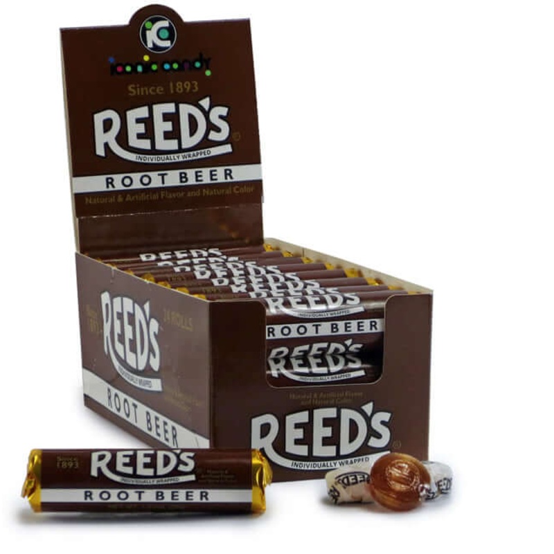 Iconic Reed’s Root Beer Hard Candy Rolls 24ct