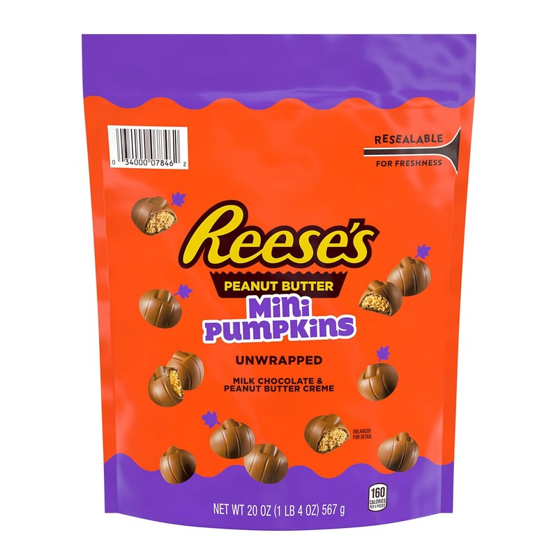 REESE’S Halloween Milk Chocolate Peanut Butter Creme Mini Pumpkins Candy, 20 oz.