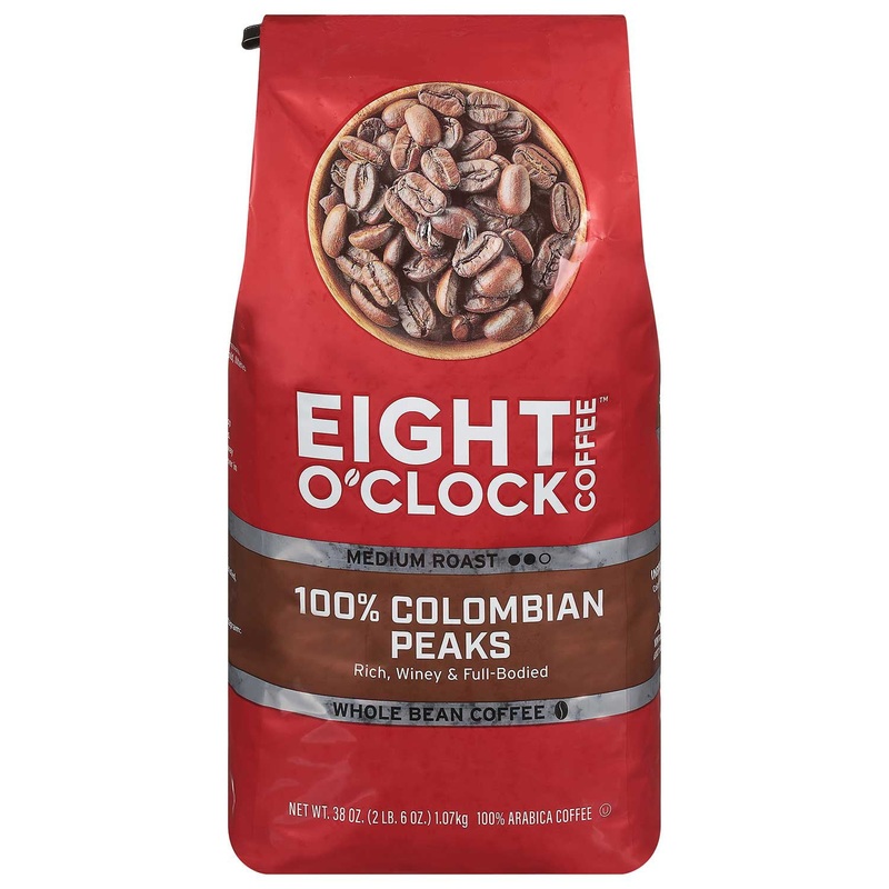Eight O’Clock Medium Roast Whole Bean Coffee, 100% Colombian Peaks 38 oz.