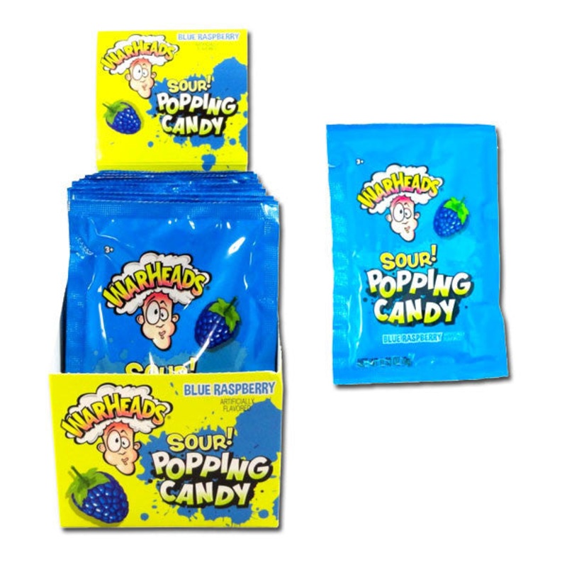 Warheads Sour Blue Raspberry Popping Candy 20 Count
