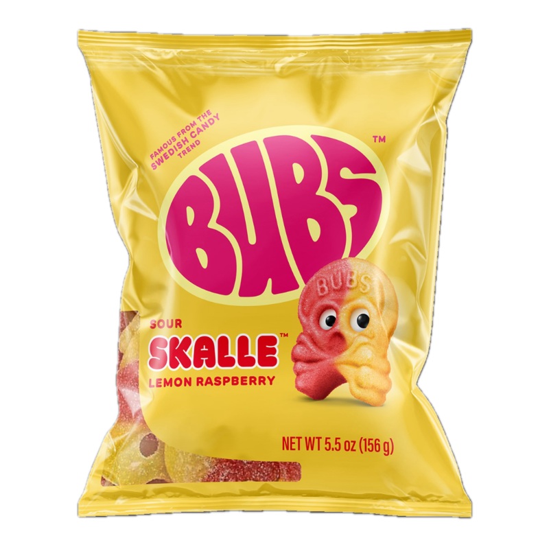 BUBS Sour Lemon Raspberry Skull Gummy Candy – 5.5oz