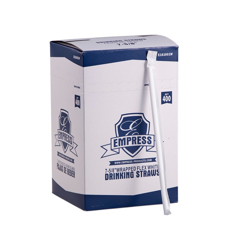 Empress 7-5/8″ Wrapped Flex White Straws – 400ct