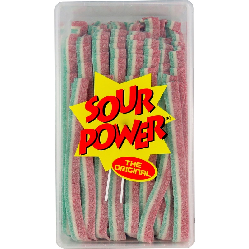 Sour Power Unwrapped Watermelon Candy Belts – Tub of 150