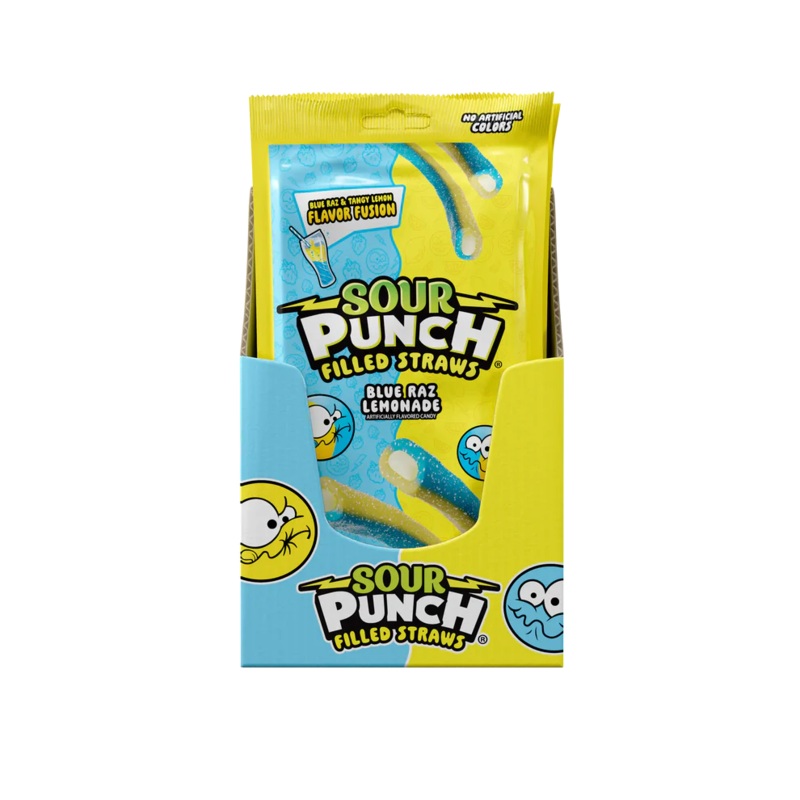 Sour Punch Straws Blue Raz Lemon 5oz 12ct case