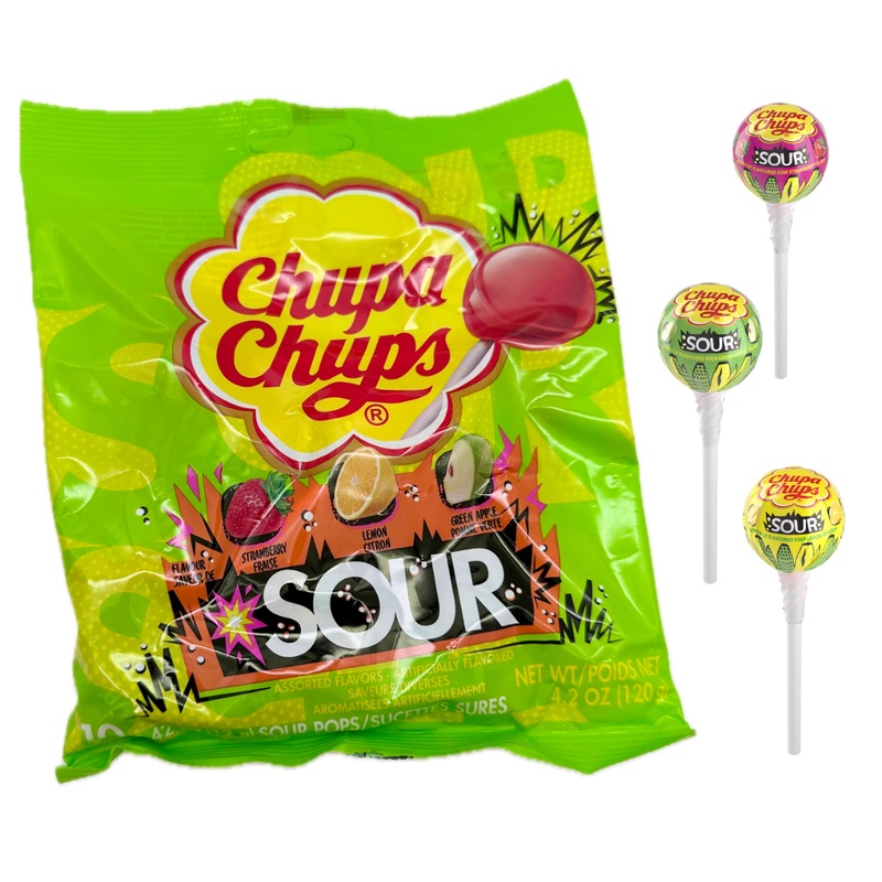 Chupa Cups Sour Lollipops – 4.2oz / 10ct