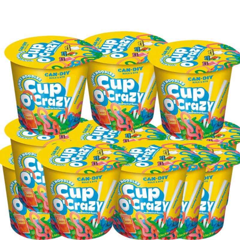Cup O Crazy Gummi Candy Noodles 12 Count