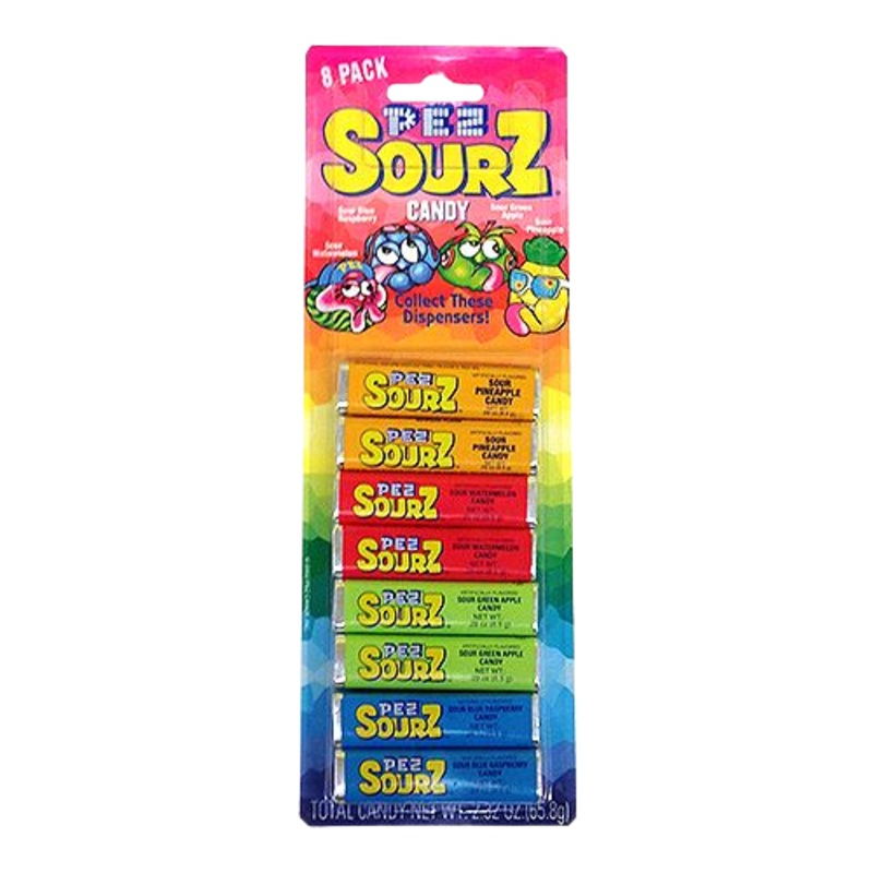 PEZ Sourz Assorted Fruit Candy Roll .29 oz. – 8 Piece Pack