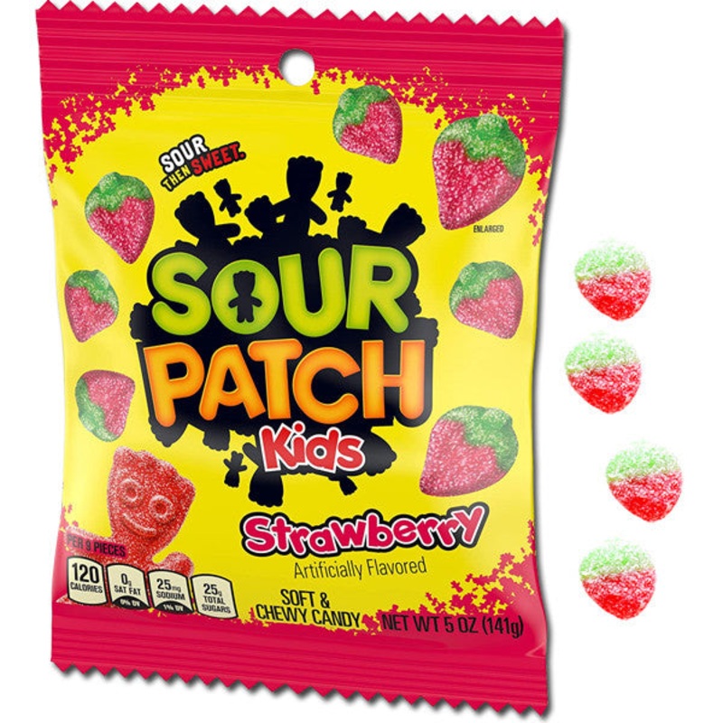 Sour Patch Gummi Strawberries 5oz Peg Bag