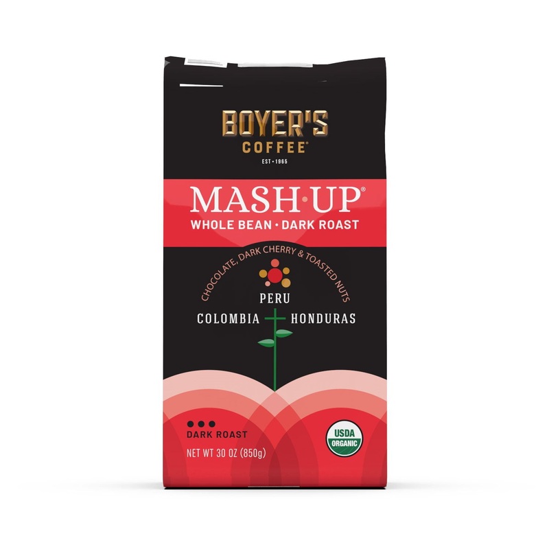 Boyer’s Coffee Organic Dark Roast Whole Bean Coffee, Mash-Up Blend, 30 oz.