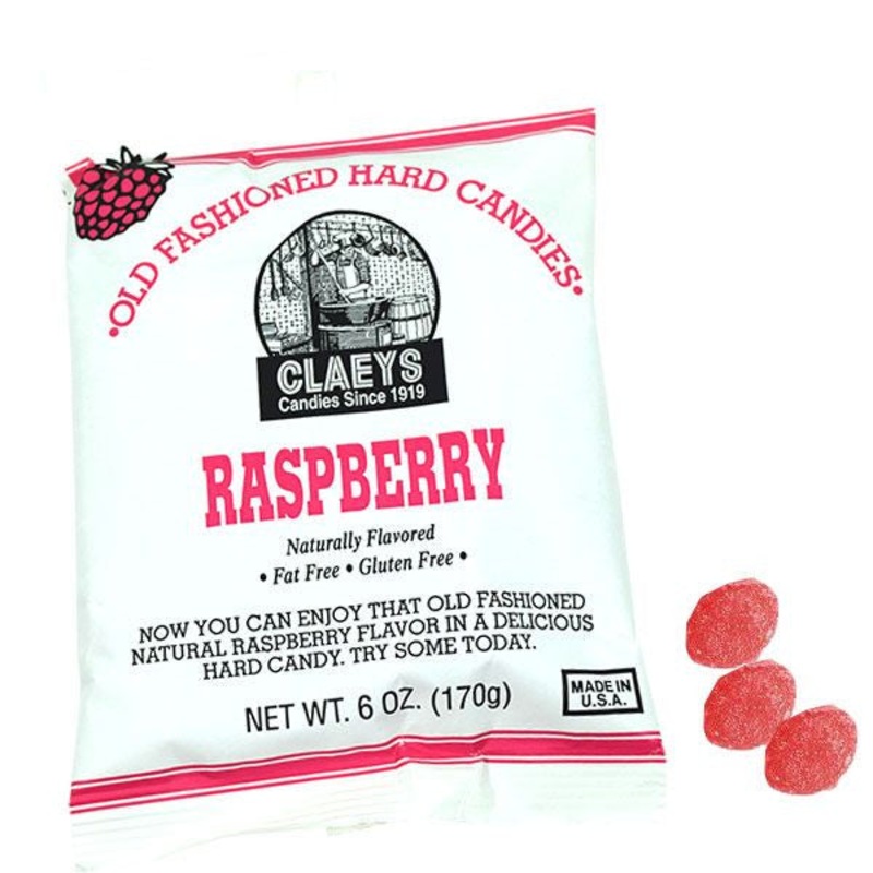 Claey’s Natural Raspberry Old Fashion Hard Candies 6oz Bag