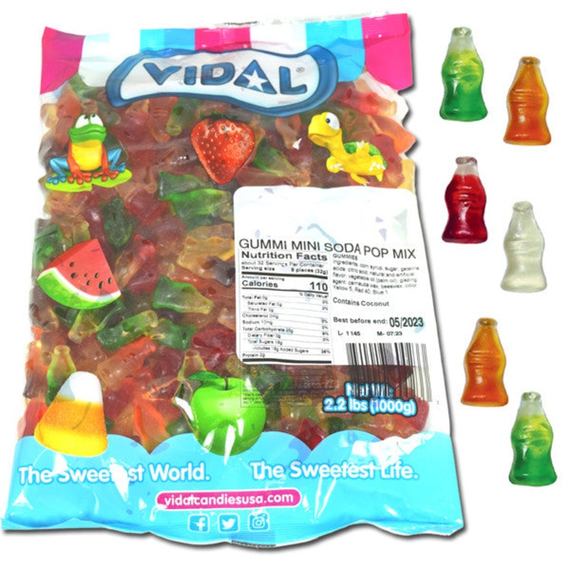 Gummi Mini Soda Pop Assorted Bottles 2.2lb Vidal