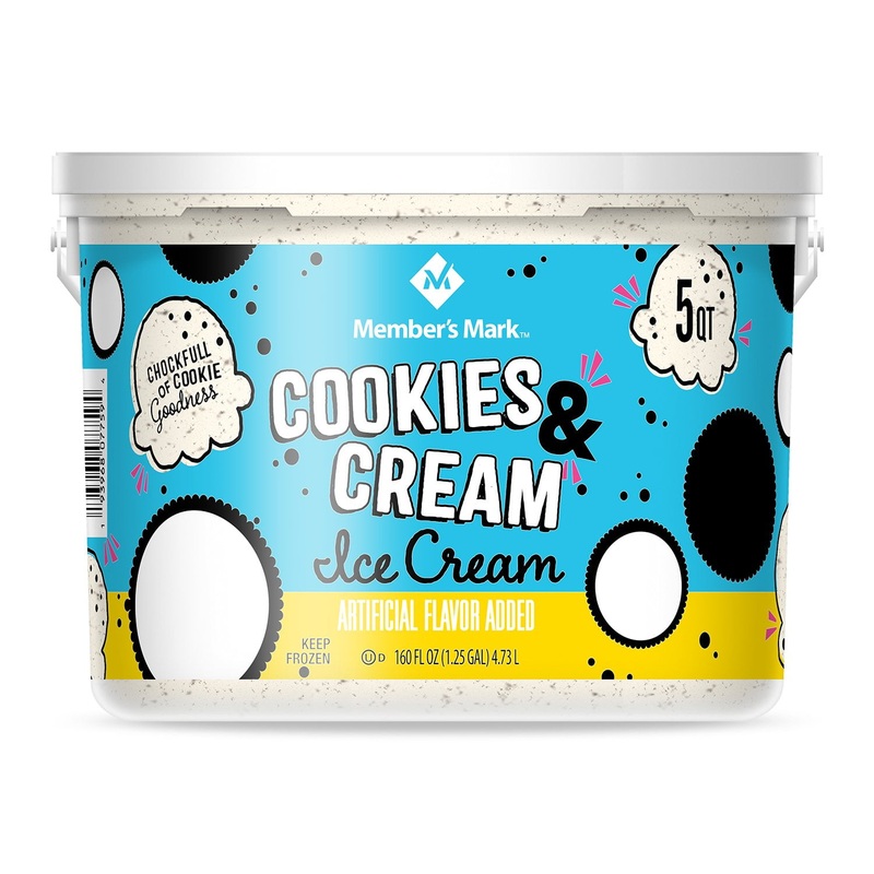 Member’s Mark Cookies and Cream Ice Cream Pail, 5 qt.