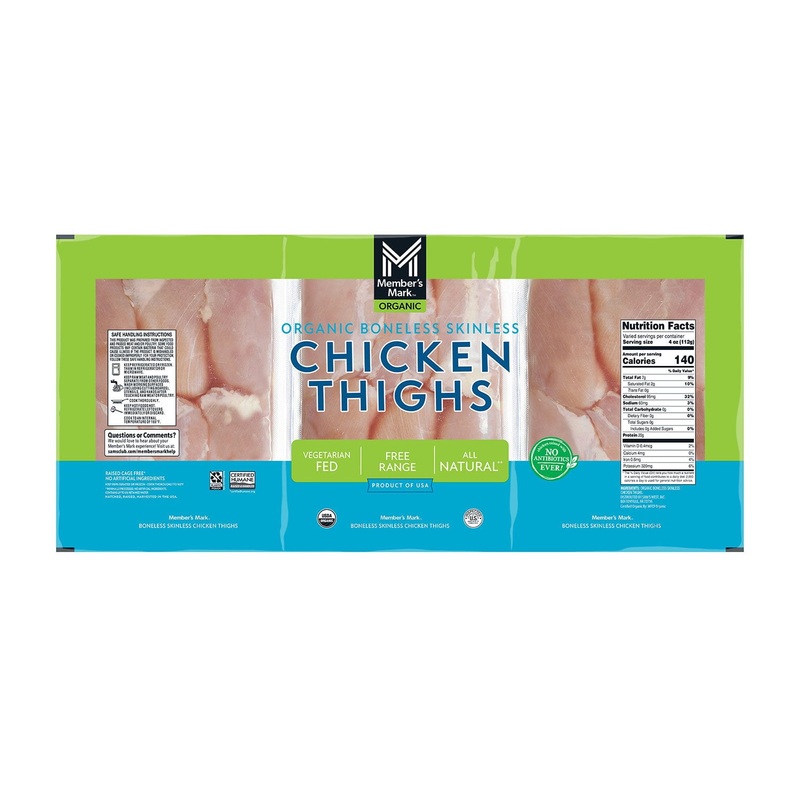 Member’s Mark Organic Boneless Skinless Chicken Thighs, priced per pound