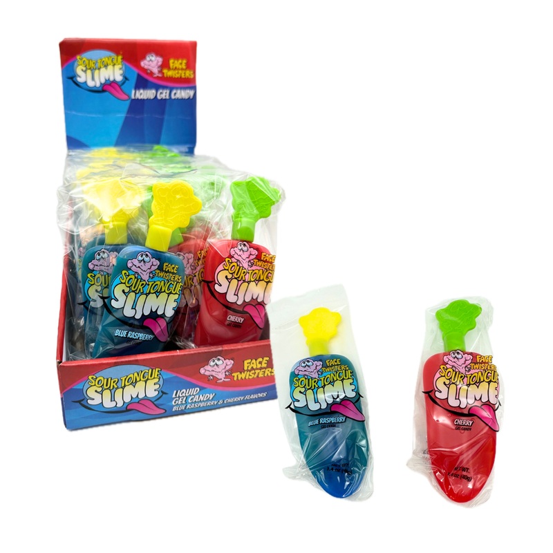 Sour Tongue Slime Liquid Gel Candy – Cherry / Blue Raspberry – 1.4oz / 24ct