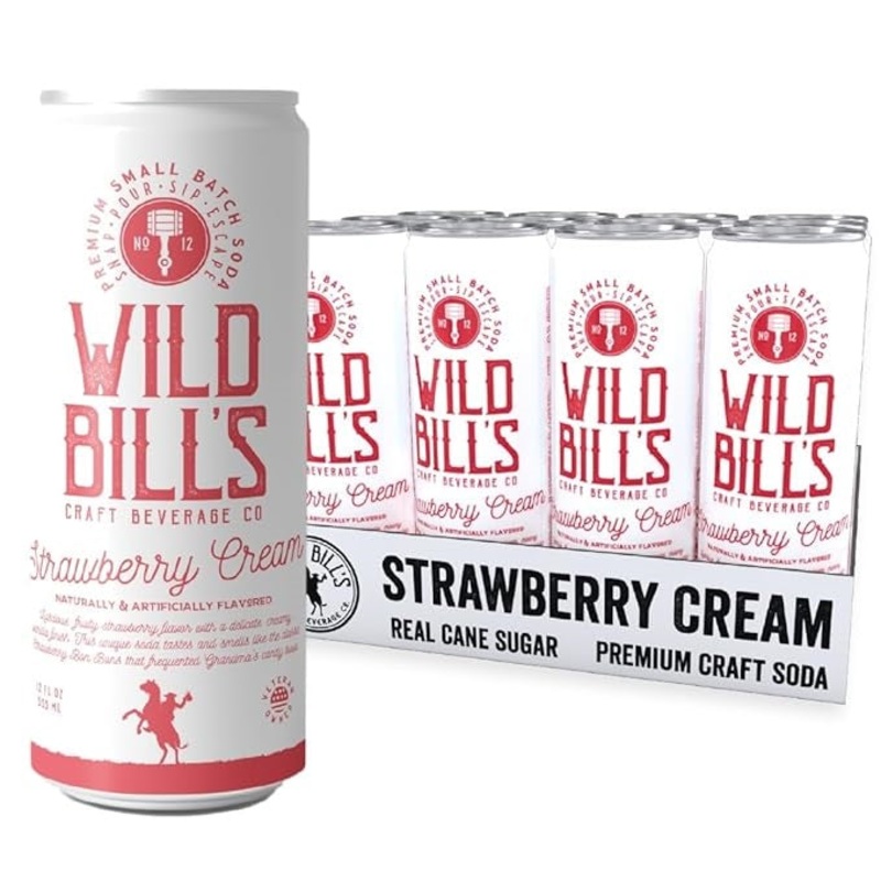 Wild Bill’s Strawberry Cream Soda 12oz Cans 12ct Case