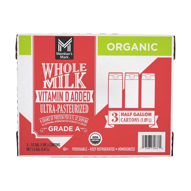 Members Mark Organic Whole Milk, 64 fl. oz., 3pk.