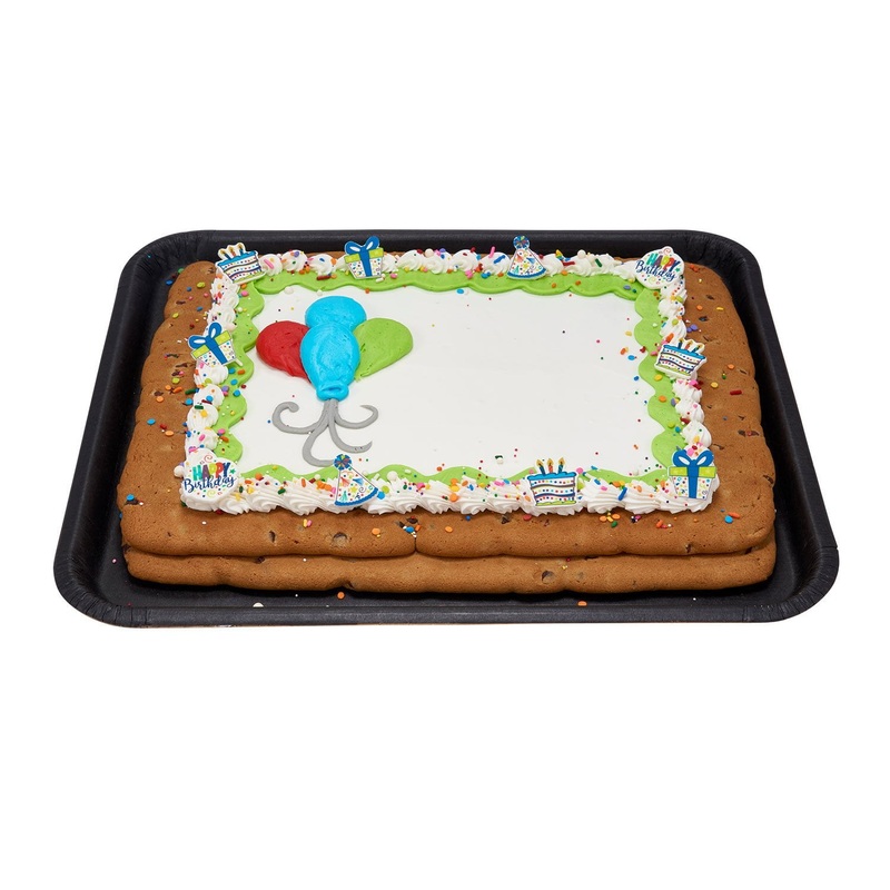 Party Balloons Half Sheet Cookie Cake, Red, Light Blue, and Green Design