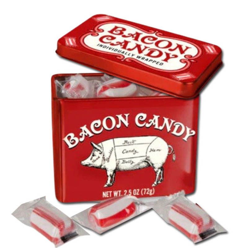 Bacon Flavored Hard Candy Tin 12 Pieces