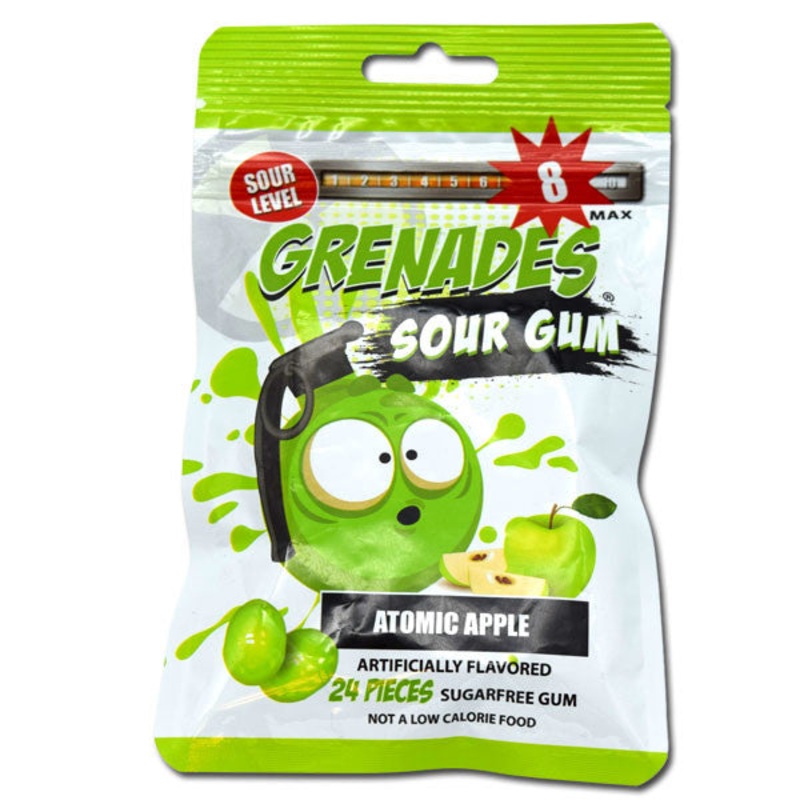 Grenades Gum Sour Atomic Apple 24 Piece Bag
