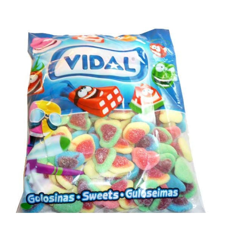 Gummi Hearts  Sugared Assorted Colors 4.4lb Vidal