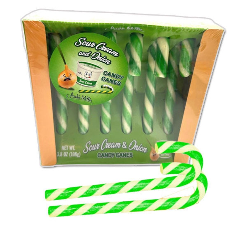 Archie McPhee Sour Cream & Onion Flavored Candy Canes – 6ct