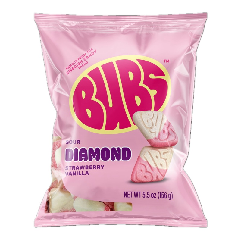 BUBS Sour Strawberry Vanilla Diamond Foam Candy – 5.5oz