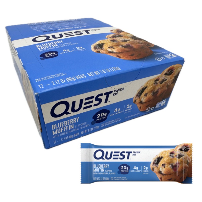 Quest Blueberry Muffin Protein Bars – 2.12oz / 12ct