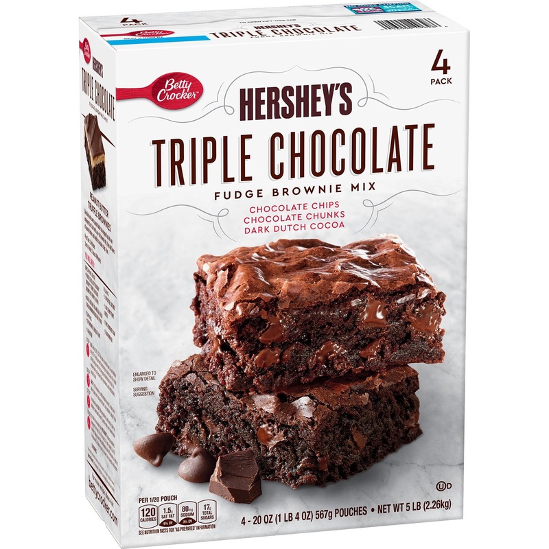 Betty Crocker HERSHEY’S Triple Chocolate Fudge Brownie Mix, 20 oz., 4 pk.
