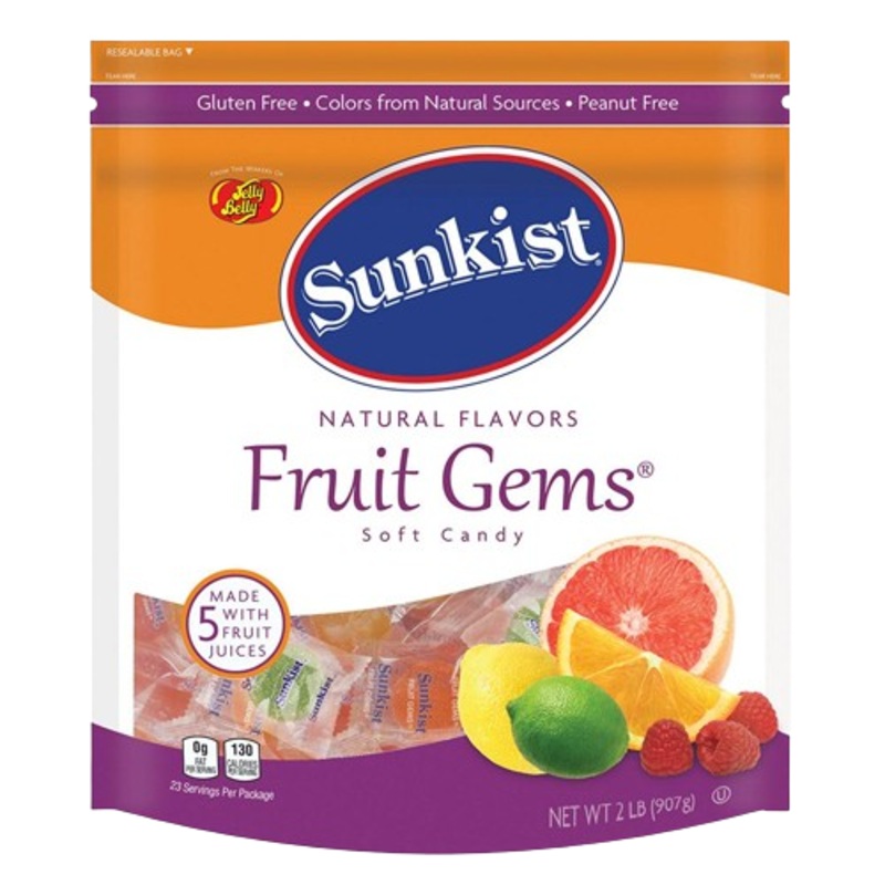 Jelly Belly Sunkist Fruit Gems Soft Candy – 2 LB Resealable Bag
