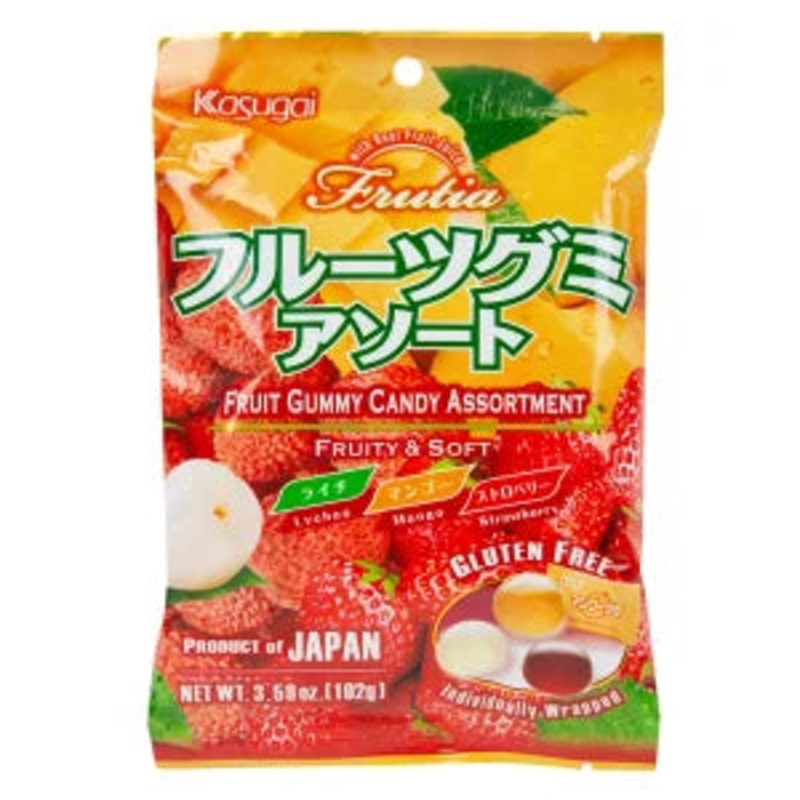 Kasugai Frutia Asst Lychee, Strawberry Mango Candy