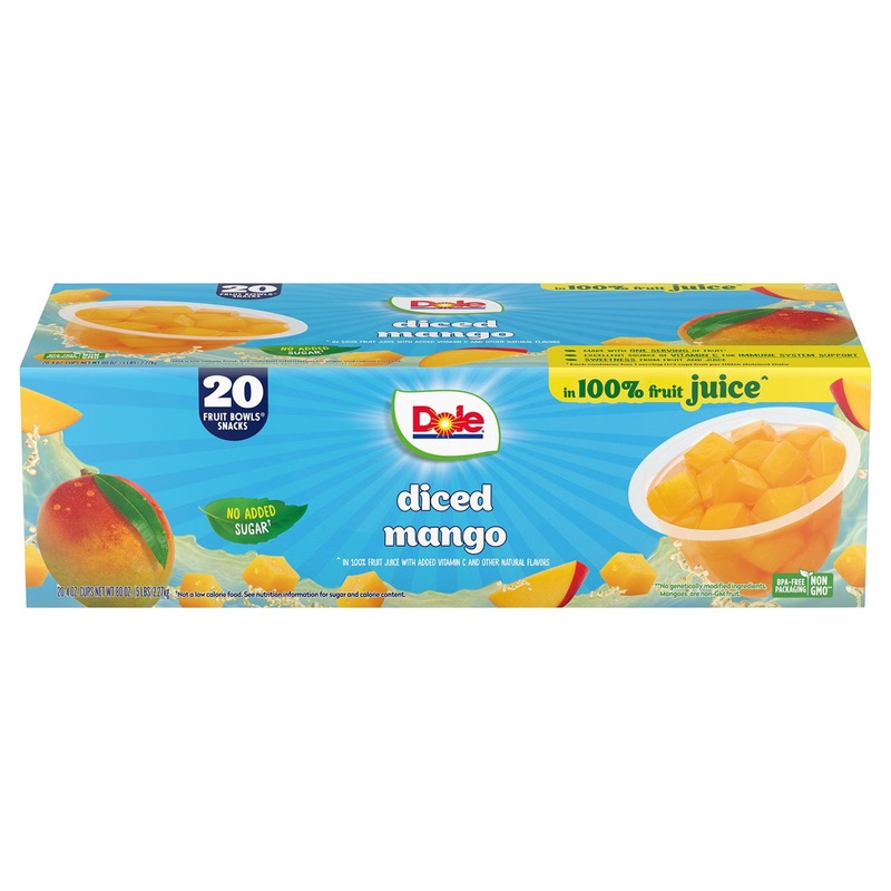 Dole Fruit Bowls Diced Mango in 100% Juice, 4 oz., 20 pk.