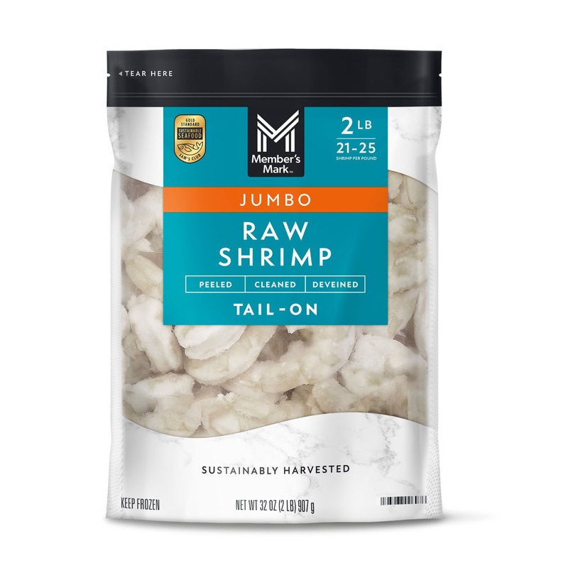 Member’s Mark Farm Raised Jumbo Raw Shrimp, Frozen, 21-25 ct. per pound, 2 lbs.