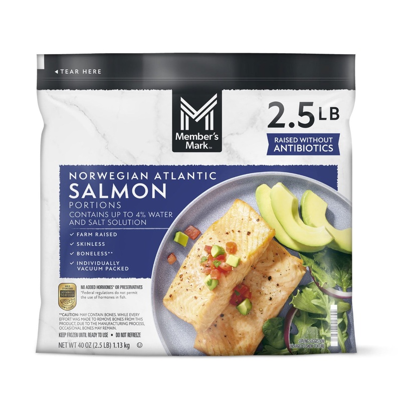 Member’s Mark Farm Raised Norwegian Atlantic Salmon Portions, Frozen, 5-7 ct., 2.5 lbs.
