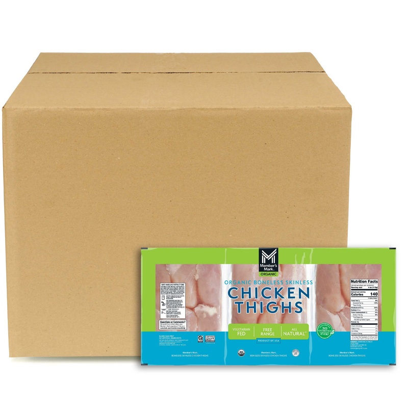 Member’s Mark Organic Boneless Skinless Chicken Thighs, Case, priced per pound