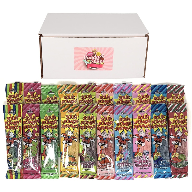 Sour Power Straws Variety Pack of 10 Flavors (2 of each flavor, Total of 20)