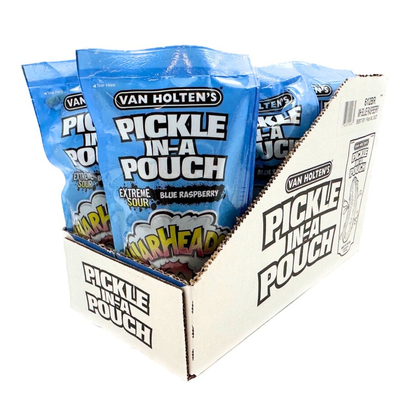 Van Holten’s WarHeads Sour Blue Raspebrry Pickle In-A Pouch – 12ct
