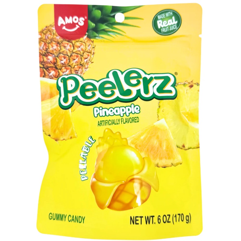 Amos Pineapple Gummy Peelerz 6oz 12ct Case
