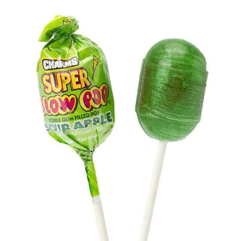 Charms Super Blow Pops – Sour Apple: 72-Piece Set