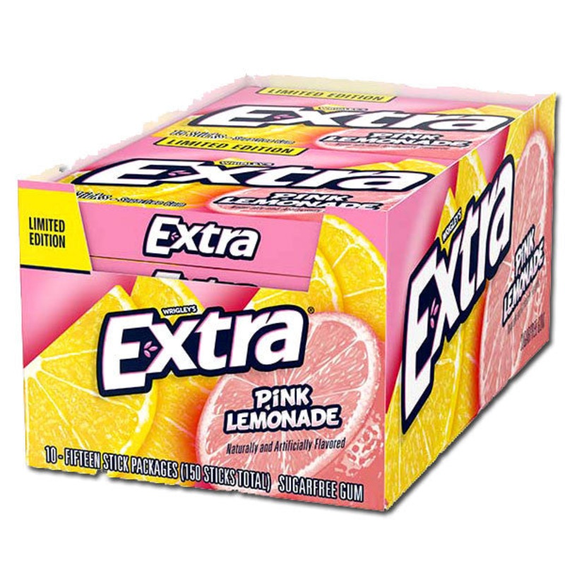Extra Pink Lemonade Sugar Free Chewing Gum – 15 sticks / 10 count