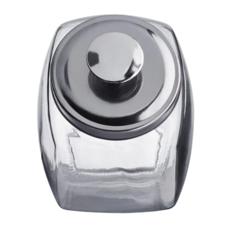 Glass Penny Candy Jar with Chrome Lid 0.5 Gallon