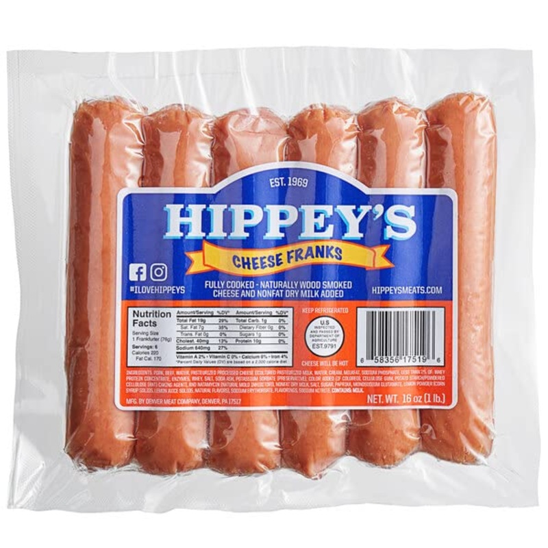 Hippey’S #1 Cheese Franks. (6 To 1Lb.) Pack Of 1 Lb.