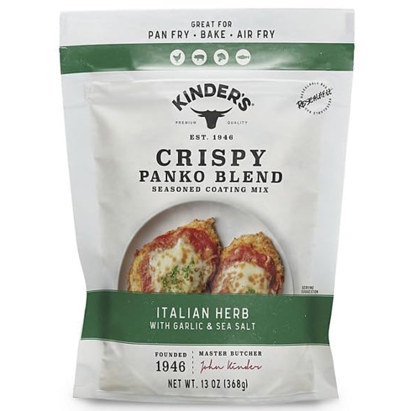Kinders Crispy Panko Blend, Italian Herb With Garlic And Sea Salt Seasoned Coating Mix | 13 Ounce Resealable Bag, Great For Pan