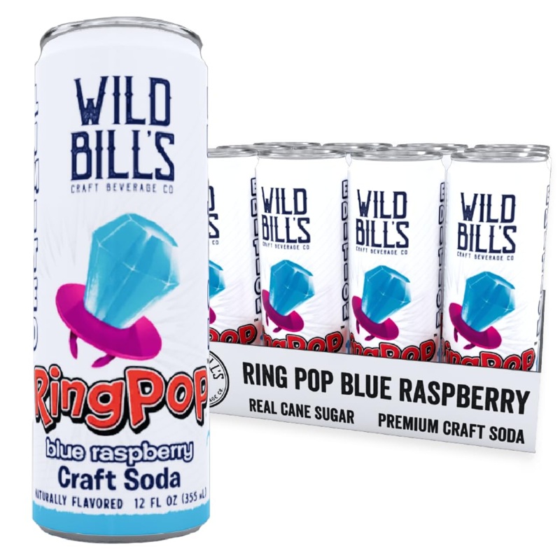 Wild Bill’s Craft Beverage Co. Ring Pop Blue Raspberry Soda – 12oz / 12ct