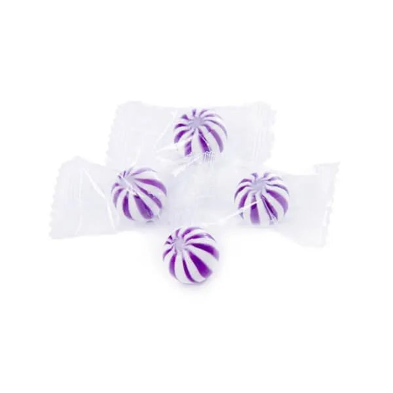 YumJunkie Sassy Spheres Grape Purple Striped Candy Balls – Petite: 5LB Bag