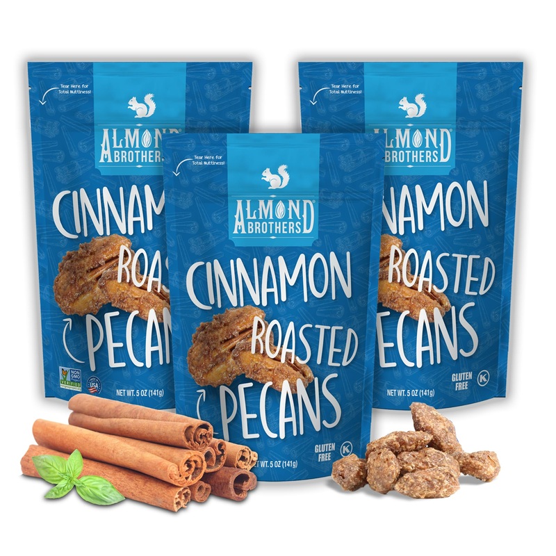 Almond Brothers Cinnamon Roasted Pecans – Gluten-Free, Non-Gmo, Candied Pecans, Gourmet Pecan Snack (5Oz, 3 Pack)
