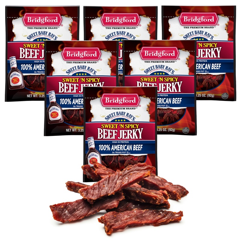 Bridgford Sweet Baby Rays Beef Jerky Sweet N Spicy 3.25 Oz Pack Of 6 – High Protein Sweetened Spicy Beef Jerky For Your Dietary