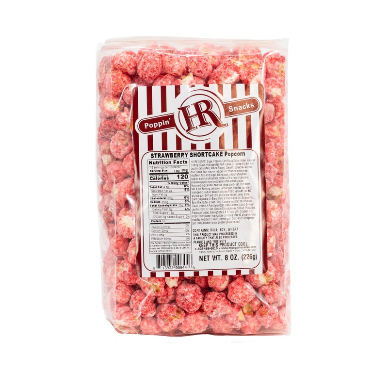 Creamy Strawberry Popcorn | 8 Oz. | Shortcake-Dusted | Made In Gibbon, Ne | Hr Poppin’ Snacks